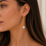 Sterling Silver Pearl Chain Drop Earrings, 18K Gold Finish
