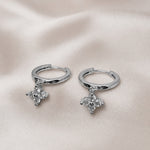 Sterling Silver Floral Huggie Earrings, 18K Gold Finish