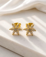 925 Sterling Silver Flower Stud Earrings, 18K Gold Finish or Rhodium Finish