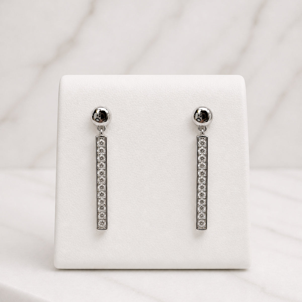 Sterling Silver Bar Drop Stud Earrings, 18K Gold Finish