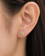 925 Sterling Silver Flower Stud Earrings, 18K Gold Finish or Rhodium Finish