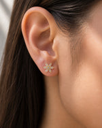 925 Sterling Silver Flower Stud Earrings, 18K Gold Finish or Rhodium Finish