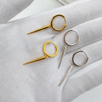 Sterling Silver Spike Huggie Earrings, 18K Gold Finish