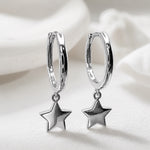 Sterling Silver Star Huggie Earrings, 18K Gold Finish