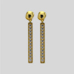 Sterling Silver Bar Drop Stud Earrings, 18K Gold Finish