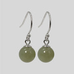 Sterling Silver Jade Drop Earrings, 18K Gold Finish