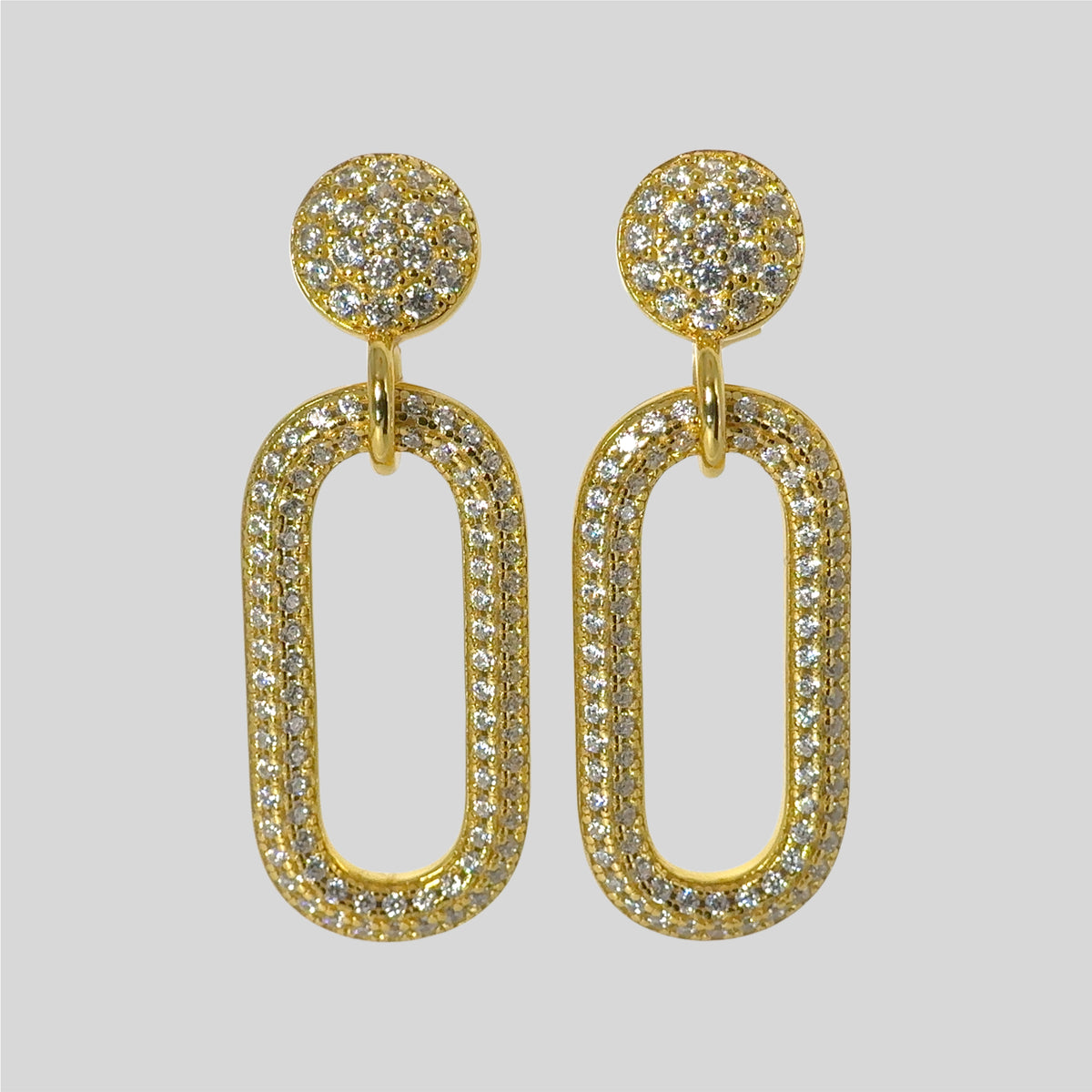 Sterling Silver Chain Link Stud Earrings, 18K Gold Finish