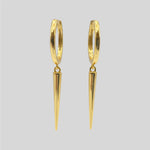 Sterling Silver Spike Huggie Earrings, 18K Gold Finish