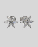 925 Sterling Silver Flower Stud Earrings, 18K Gold Finish or Rhodium Finish