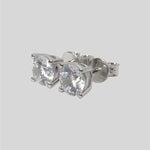 Single Stone Round Stud Earrings in 925 Sterling Silver