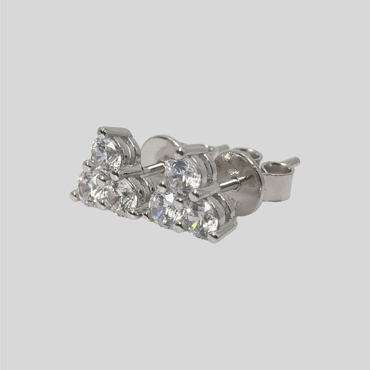 Three Stone Trinity Cluster Stud Earrings in 925 Sterling Silver