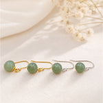 Sterling Silver Jade Drop Earrings, 18K Gold Finish