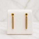 Sterling Silver Bar Drop Stud Earrings, 18K Gold Finish