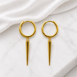 Sterling Silver Spike Huggie Earrings, 18K Gold Finish