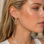 Sterling Silver Chain Link Stud Earrings, 18K Gold Finish
