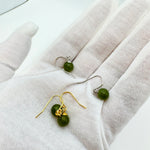 Sterling Silver Jade Drop Earrings, 18K Gold Finish