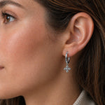 Sterling Silver Floral Huggie Earrings, 18K Gold Finish