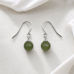 Sterling Silver Jade Drop Earrings, 18K Gold Finish