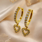 Sterling Silver Open Heart Huggie Earrings, 18K Gold Finish
