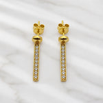 Sterling Silver Bar Drop Stud Earrings, 18K Gold Finish