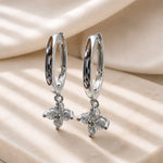 Sterling Silver Floral Huggie Earrings, 18K Gold Finish