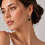 Sterling Silver Jade Drop Huggie Earrings, 18K Gold Finish