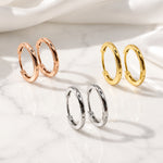 Sterling Silver Huggie Hoops, 18K Gold Finish Minimalist Small Hoops, Classic and Wavy Hinged Earrings