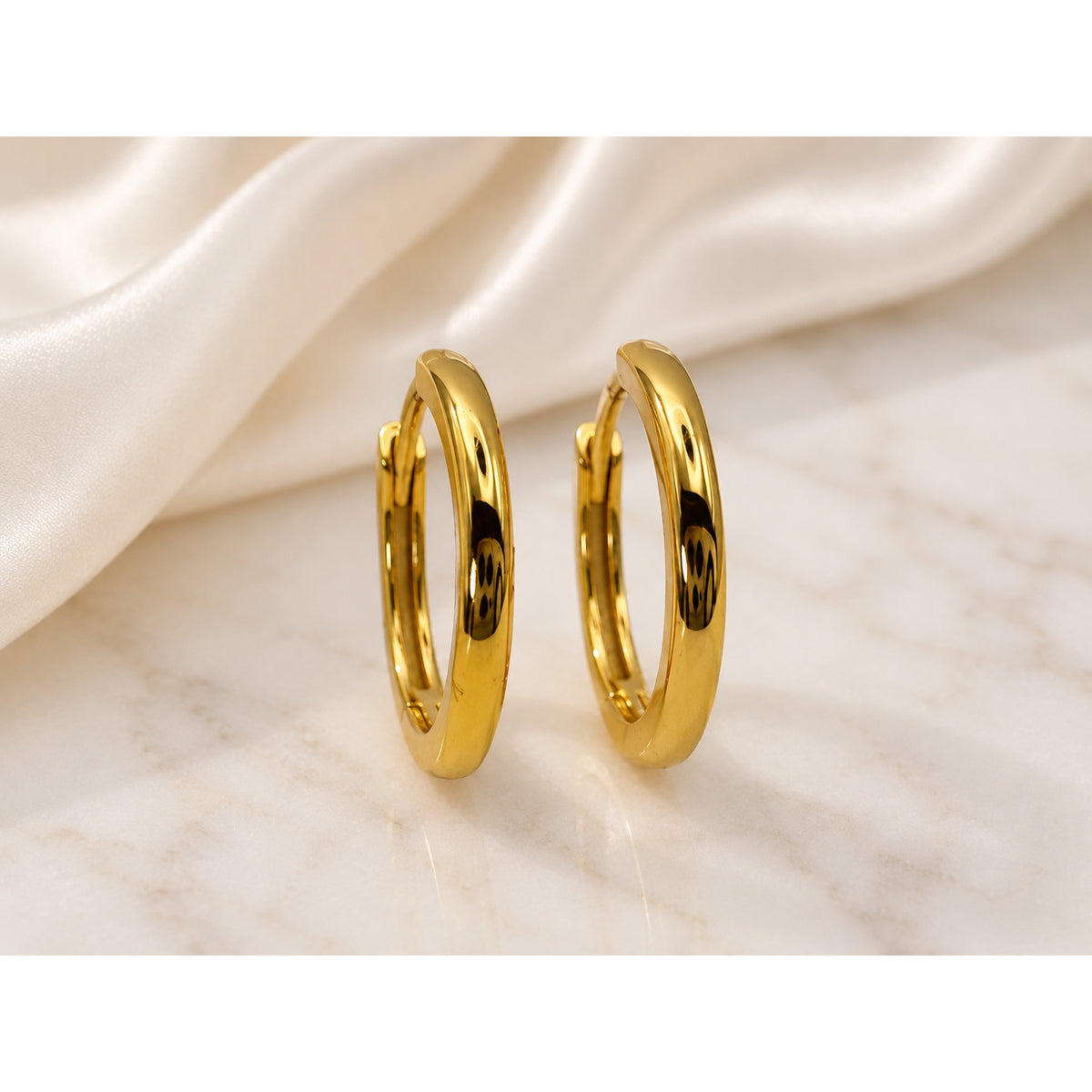 Sterling Silver Huggie Hoops, 18K Gold Finish Minimalist Small Hoops, Classic and Wavy Hinged Earrings