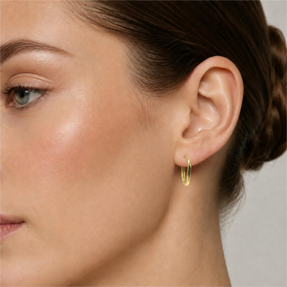 Sterling Silver Wavy Huggie Hoop Earrings, 18K Gold Plated Organic Hoops, Small Hinged Earrings