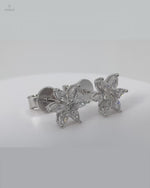 925 Sterling Silver Flower Stud Earrings, 18K Gold Finish or Rhodium Finish