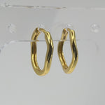 Sterling Silver Wavy Huggie Hoop Earrings, 18K Gold Plated Organic Hoops, Small Hinged Earrings